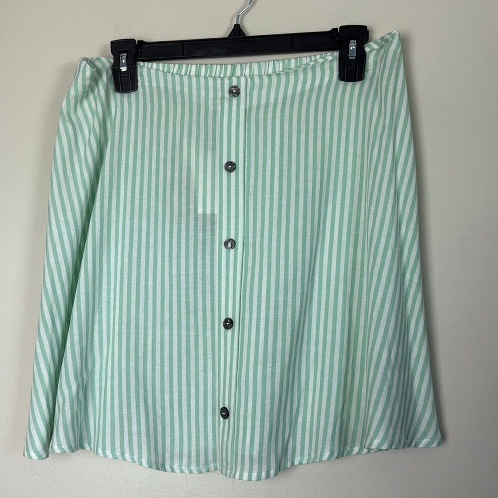 Lily Rose Mint Green and White Striped A-Line Mini Skirt Resort Wear Size XL - Picture 2 of 6